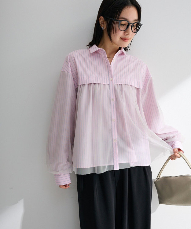 Green Parks イージーケアチュールドッキングシャツ Pink