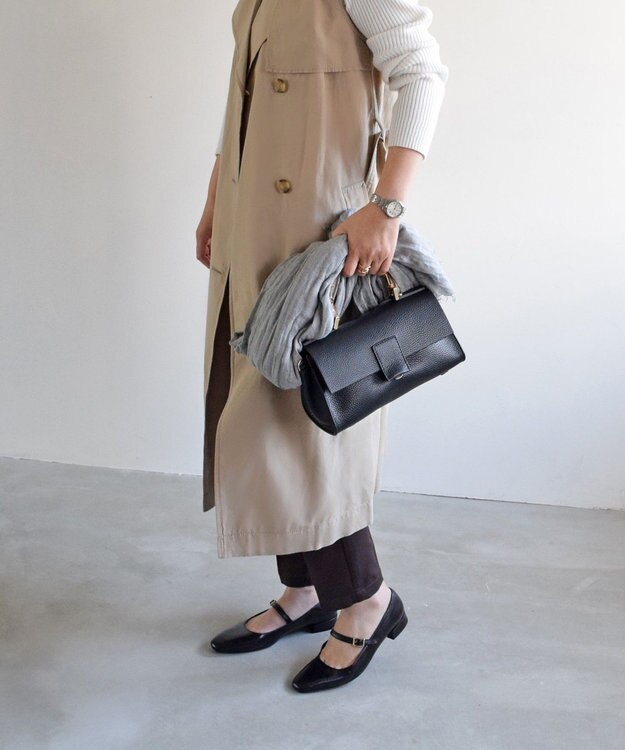 INTER-CHAUSSURES 【FABIO RUSCONI】スクエアトウワンストラップパンプス ブラック