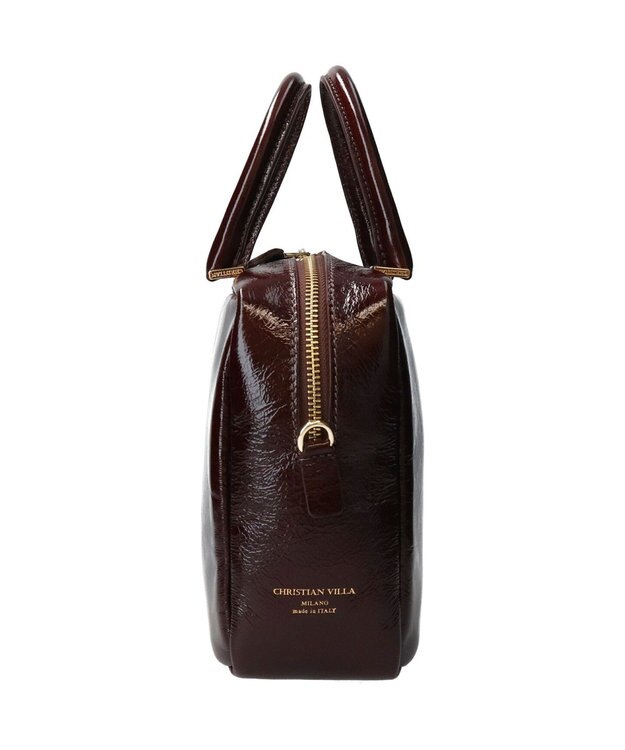 INTER-CHAUSSURES 【CHRISTIAN VILLA】センターシームハンドバッグ ダークブラウン