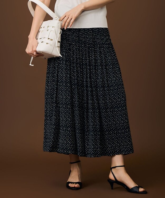 自由区 S 【デザインアップデート・ウエストゴム・セットアップ対応・セレモニー・通勤】ライトサテンプリーツ スカート ブラック×ベージュ