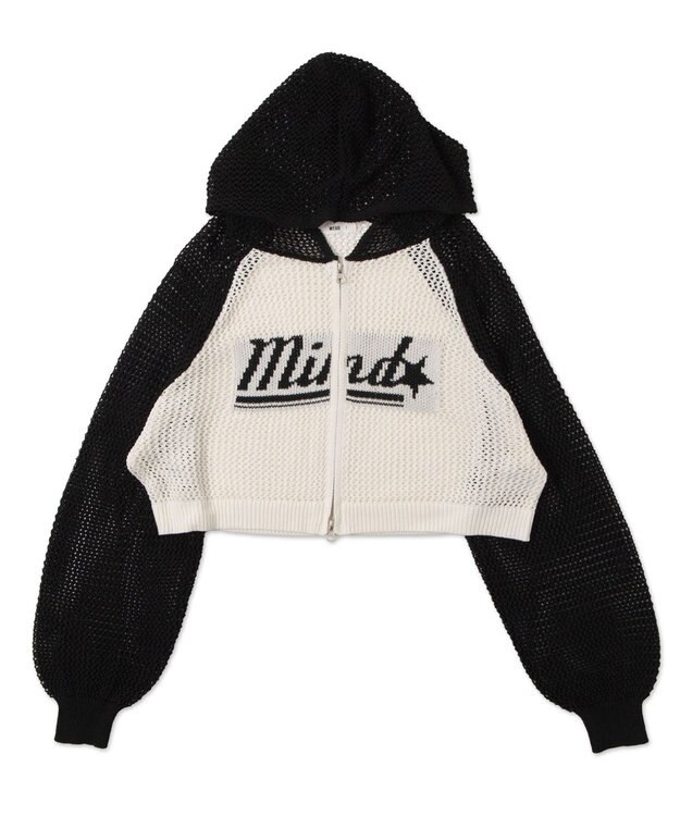 WEGO メッシュラグランニットパーカー ブラック