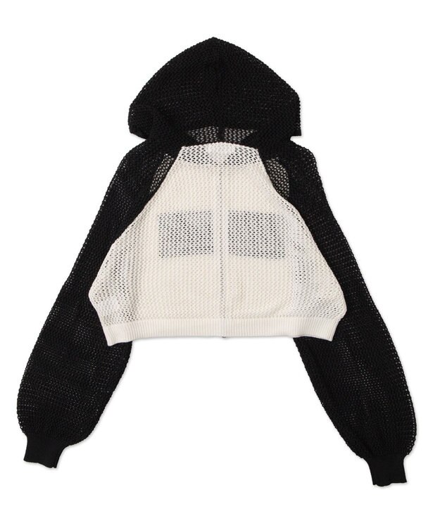 WEGO メッシュラグランニットパーカー ブラック