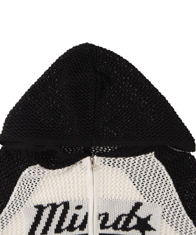 WEGO メッシュラグランニットパーカー ブラック