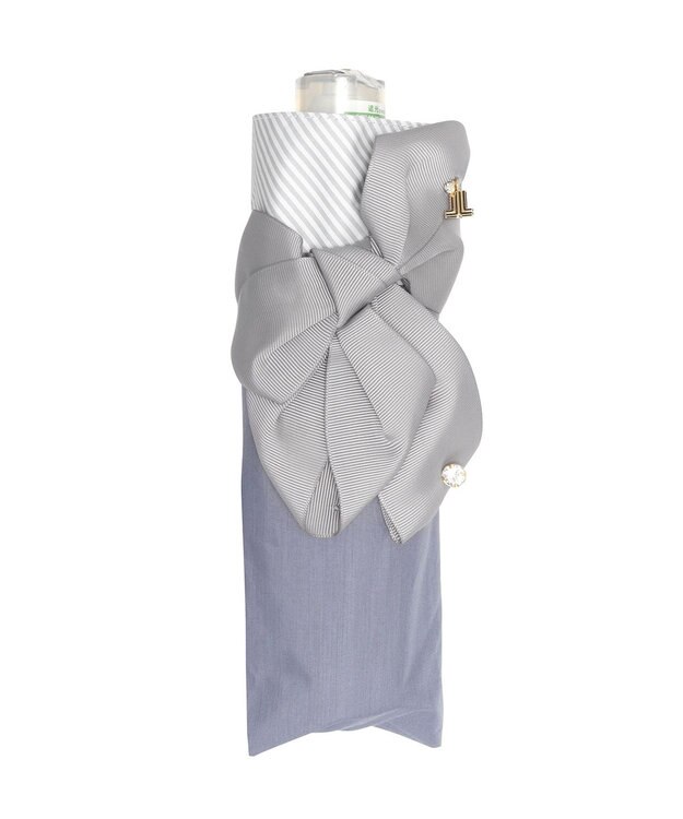 MOONBAT 【ランバン オン ブルー（LANVIN en Bleu）】晴雨兼用日傘 　折りたたみ傘　ビジューリボン スカイブルー