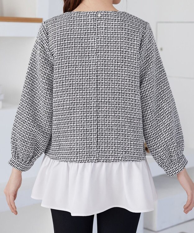 Tiaclasse ツイードコンビフレアチュニック ブラック