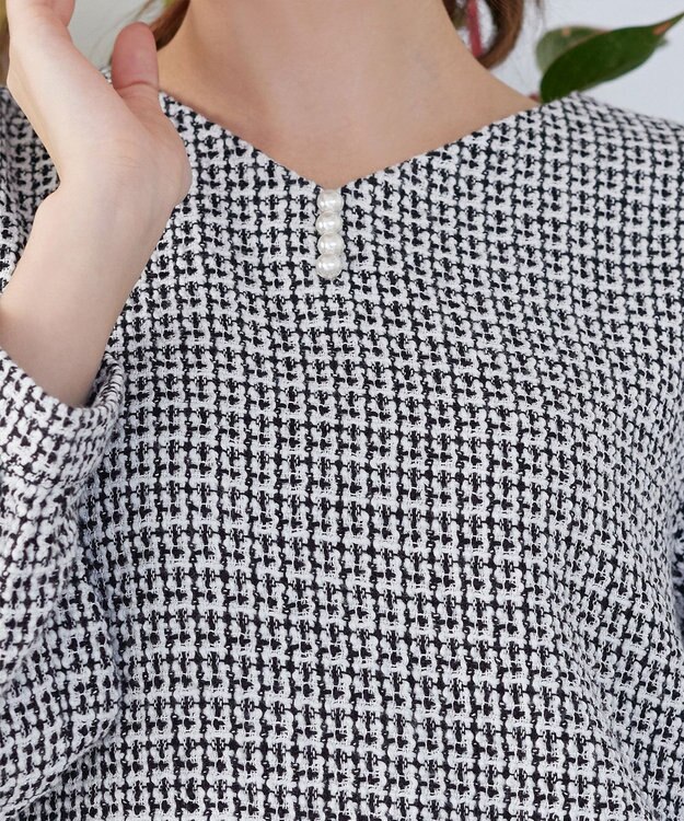 Tiaclasse ツイードコンビフレアチュニック ブラック