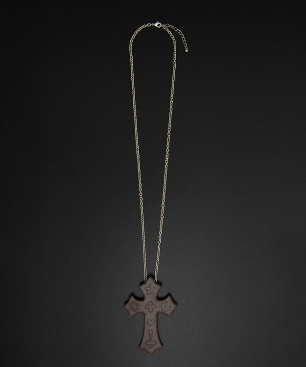 WEGO 【ユニセックス着用ITEM】MPUエンボスロゴクロスネックレス ブラウン