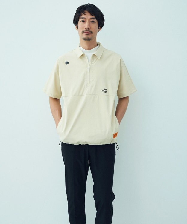 PW CIRCULUS 【撥水加工/ ストレッチ】【MEN】ハーフジップシャツ ゴルフ アイボリー系