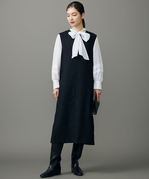 自由区 L 【17号サイズまで展開・カタログ掲載】ブライトリングツイード ジャンパースカート ネイビー