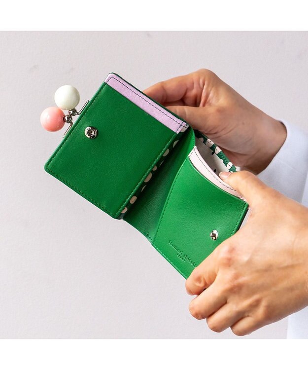 tsumori chisato CARRY ポルカドット 2つ折り財布 がま口 ミニ財布 グリーン