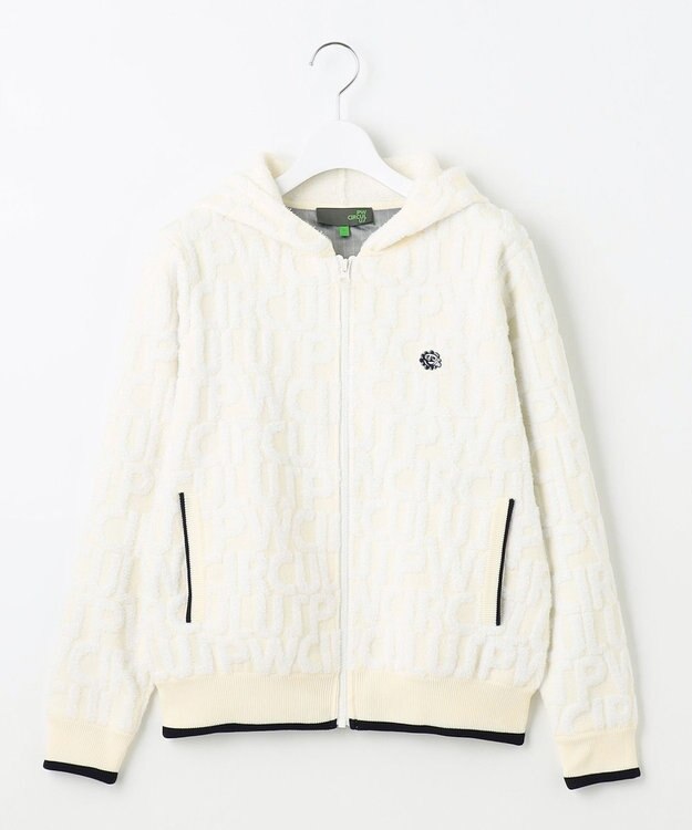 PW CIRCULUS 【WOMEN】【防風/蓄熱】総ロゴ ニット フーデッド ブルゾン ホワイト系