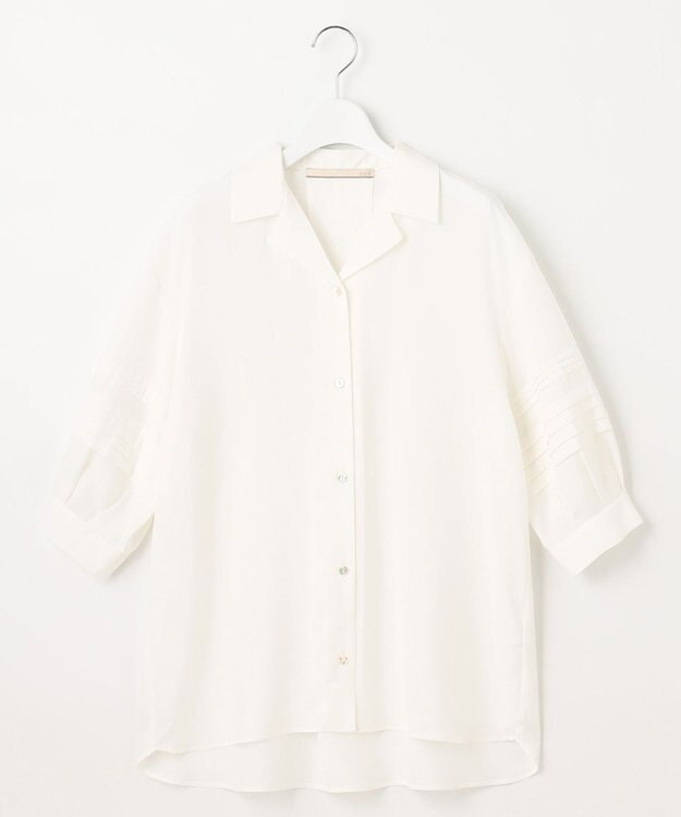 自由区 L 【洗える】ピンタックスリーブ ブラウス アイボリー系