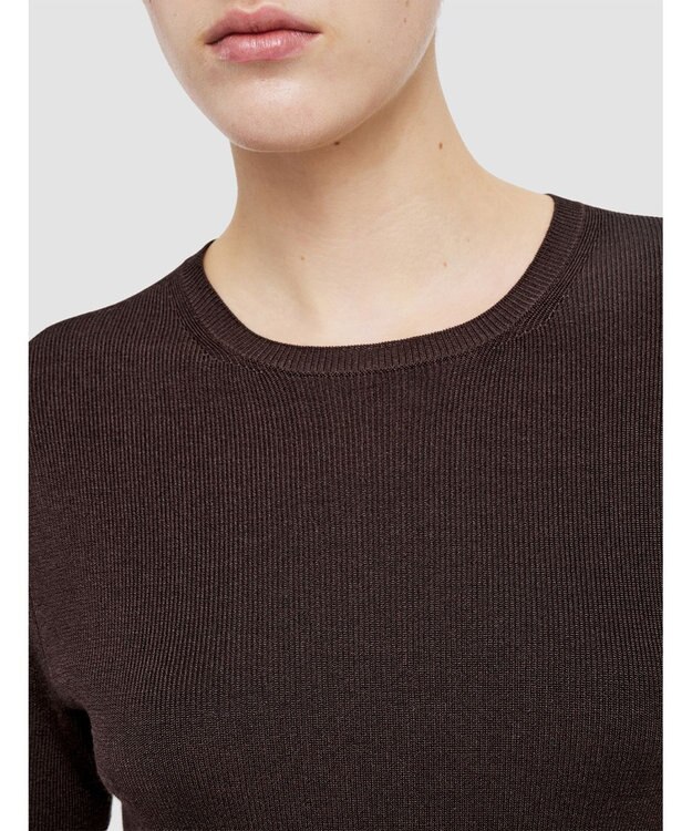 JOSEPH 【洗える】サティニーリブ　ショートスリーブニット Ebony