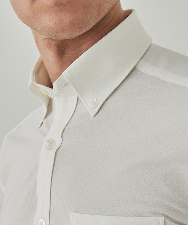 GOTAIRIKU とにかく涼しい/酷暑対応【シワになりにくい/吸水速乾】クールマックスサッカーシャツ ホワイト系