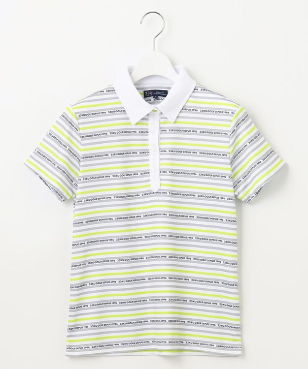 23区GOLF 【WOMEN】【吸水速乾・UVケア】ボーダーロゴ 半袖シャツ ホワイト系1