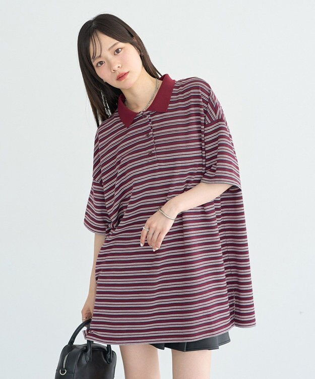 earth music&ecology ラガーポロシャツ Bordeaux