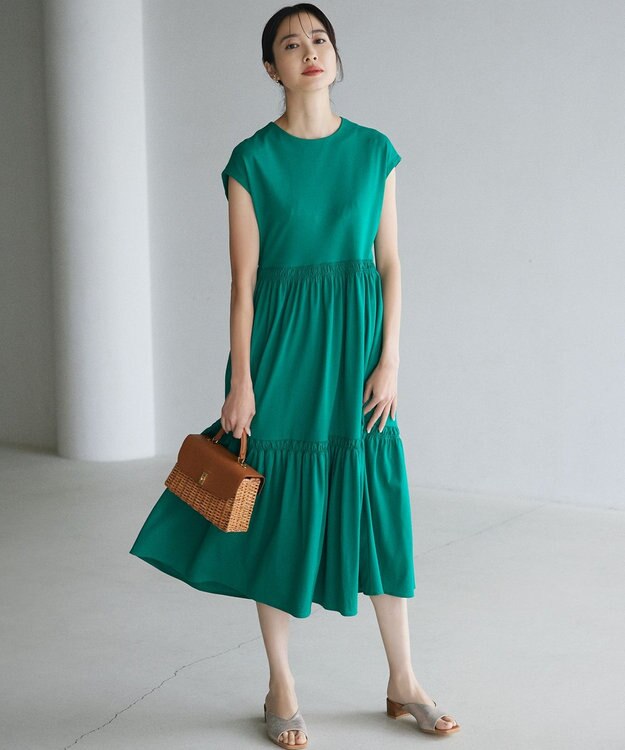 組曲 サマージャージーティアード ワンピース グリーン系