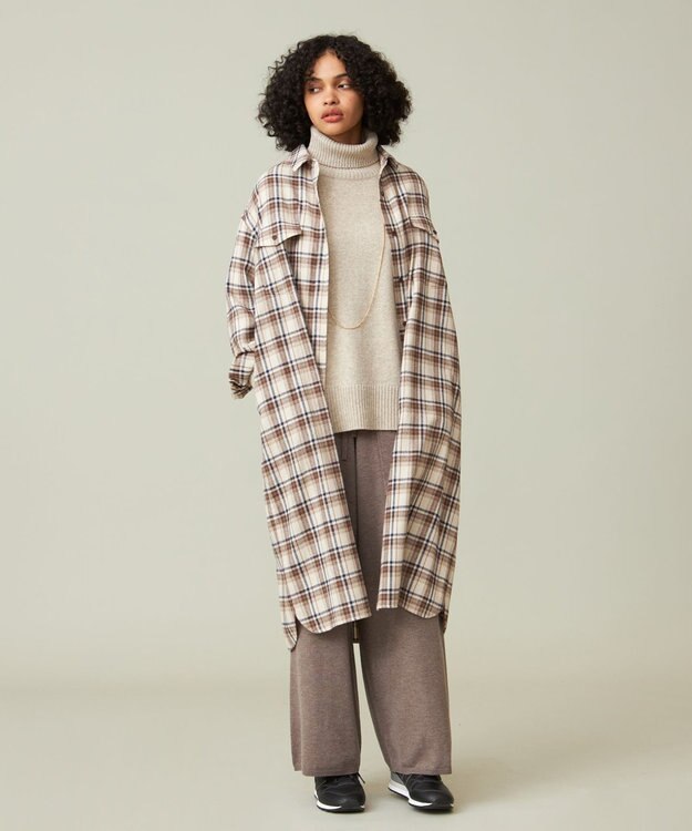 J.PRESS YORK STREET 【WOMEN】フランネル チェックシャツワンピース アイボリー系3