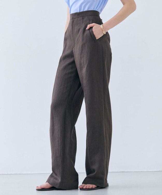 BEIGE， 【GISELe ６月号掲載】CRINUM / ストレートリネンパンツ Dark Brown