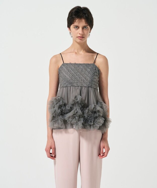 GRACE CONTINENTAL チュールフリルキャミソール グレー