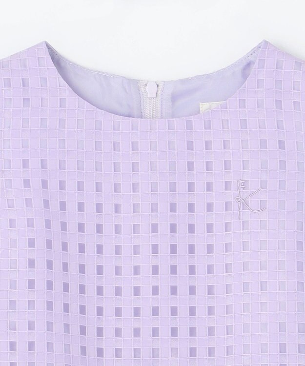 組曲 KIDS 【110-140㎝】シアーチェックバイカラー ワンピース ラベンダー系