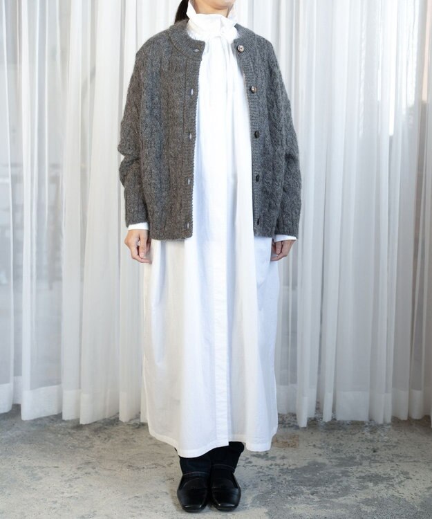 muuc アルパカモヘヤ模様編みカーディガン グレー