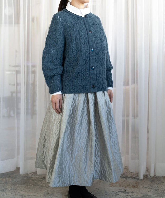 muuc アルパカモヘヤ模様編みカーディガン ブルーグレー