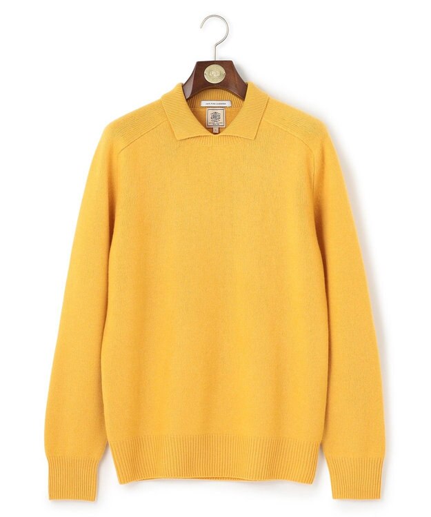 J.PRESS MEN ポロカラー カシミヤニット イエロー系