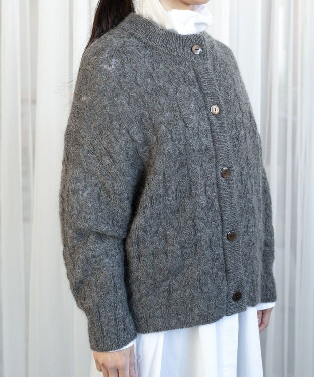 muuc アルパカモヘヤ模様編みカーディガン グレー