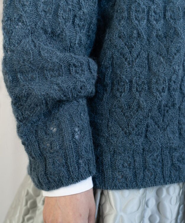 muuc アルパカモヘヤ模様編みカーディガン ブルーグレー