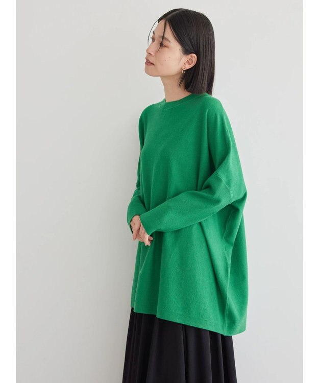 AMERICAN HOLIC バイパチポンチョライクＢＩＧニットチュニック Green