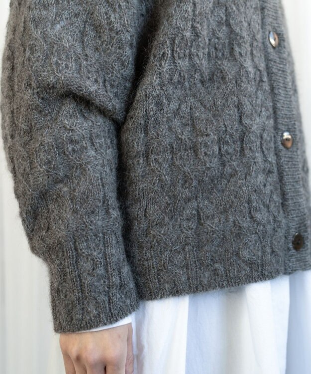 muuc アルパカモヘヤ模様編みカーディガン グレー