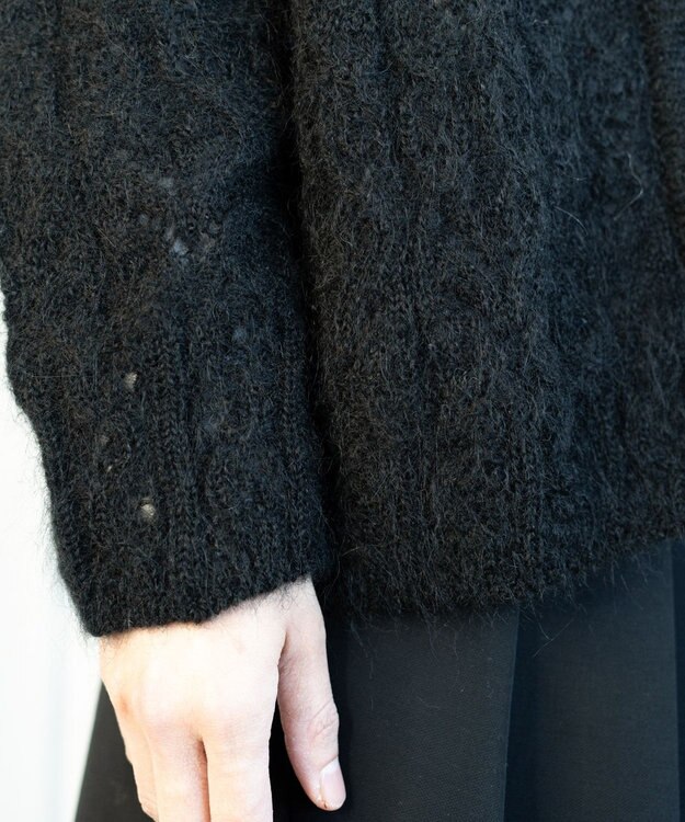 muuc アルパカモヘヤ模様編みカーディガン ブラック