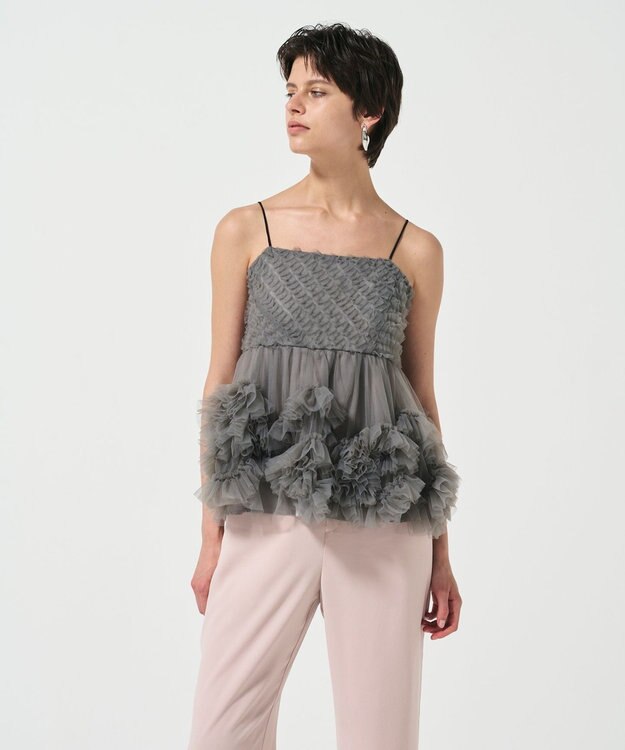 GRACE CONTINENTAL チュールフリルキャミソール グレー