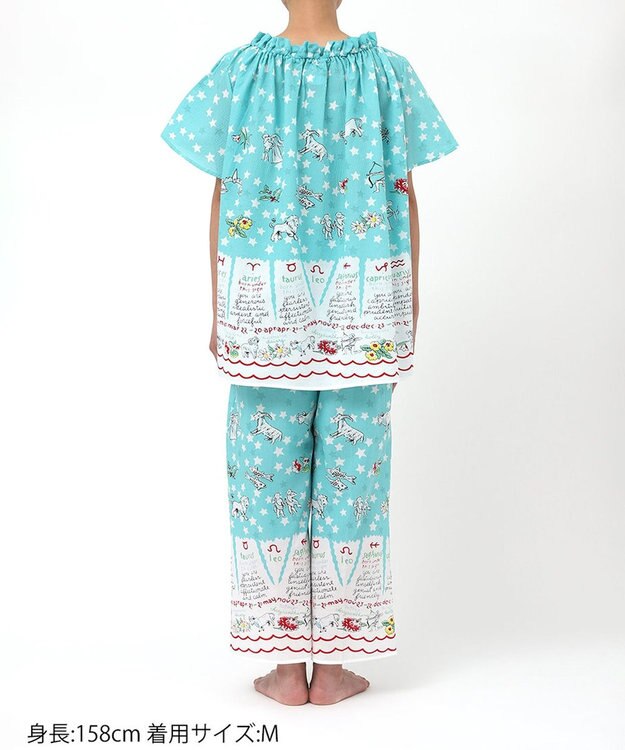 tsumori chisato SLEEP ツモリチサト パジャマ 5分袖 半袖 9分丈 綿100%(本体) ローン素材 レディース UDT146 /ワコール サックス