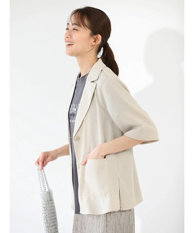 Green Parks 接触冷感　５分袖ジャケット Light Beige