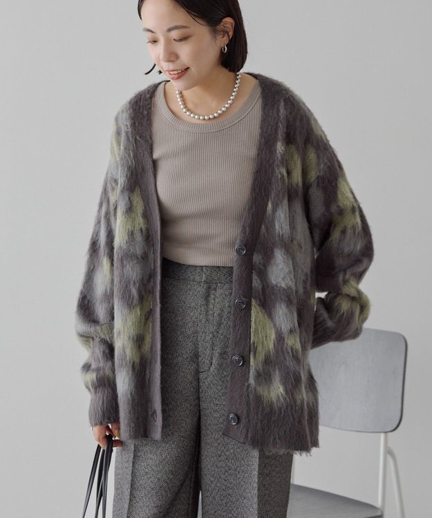 AMERICAN HOLIC ニュアンス柄ニットカーディガン Charcoal Gray