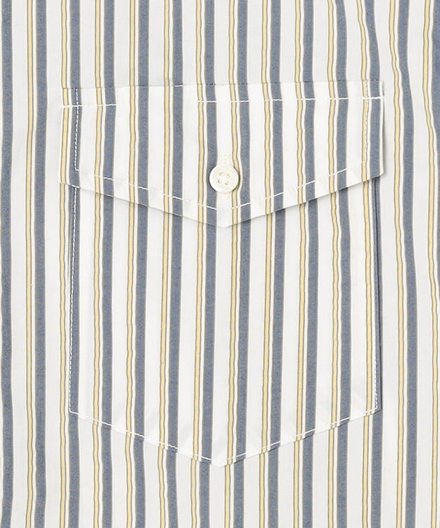 J.PRESS MEN 【クールマックス】サッカーマルチストライプ バンドカラーシャツ ブルー系1