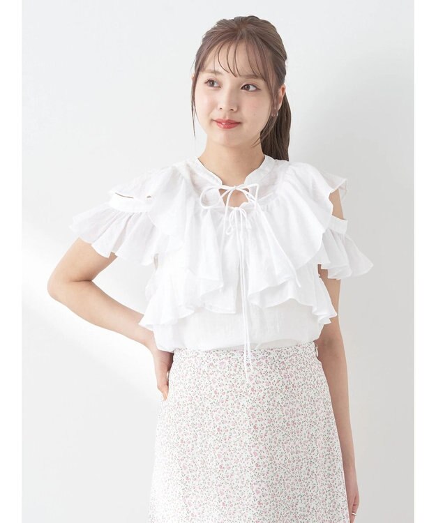 earth music&ecology ２ＷＡＹフリルブラウス White