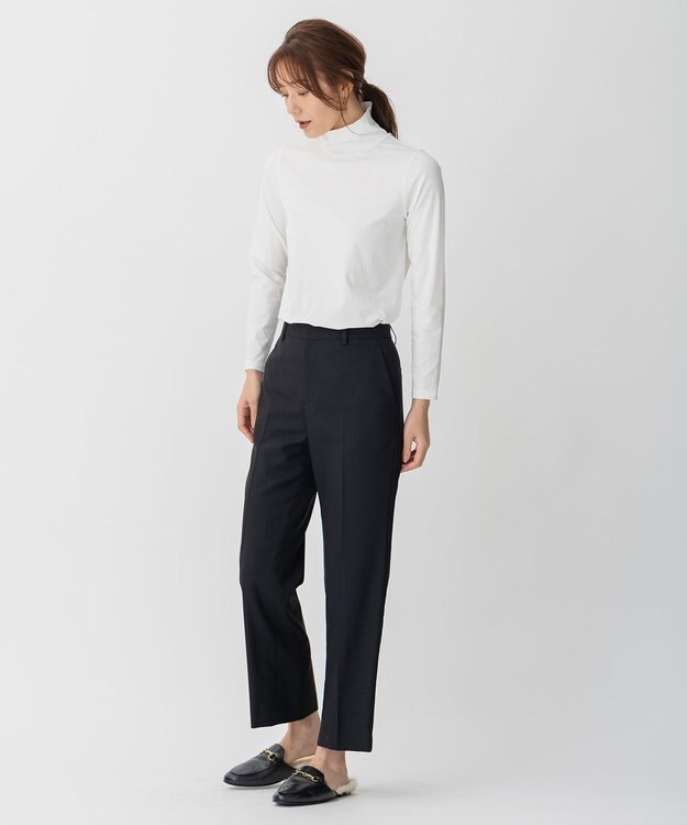 自由区 【セットアップ可】ライトウールトロピカル ストレートパンツ ブラック系