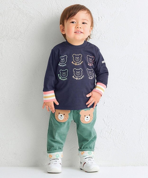 MIKI HOUSE HOT BISCUITS 【80-120cm】パステルビーンズ 長袖Tシャツ 紺