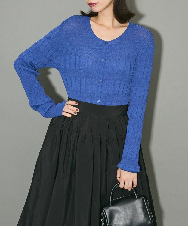 Green Parks プリーツニットカーディガン Blue