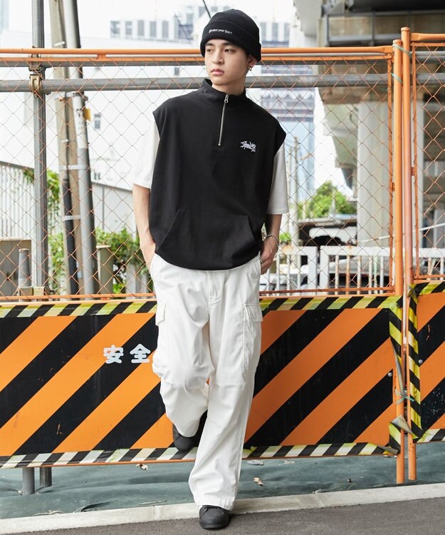 WEGO 【ユニセックス着用ITEM】ノースリハーフジッププルオーバー ブラック