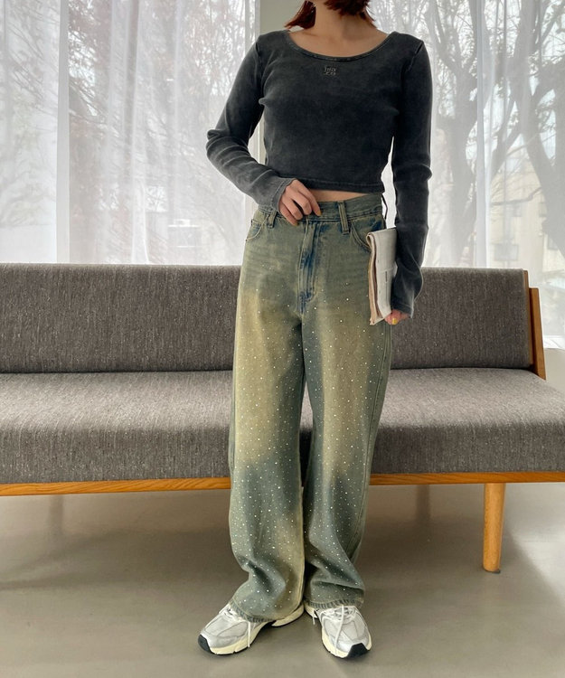 WEGO ヴィンテージウォッシュリブロンT スミクロ