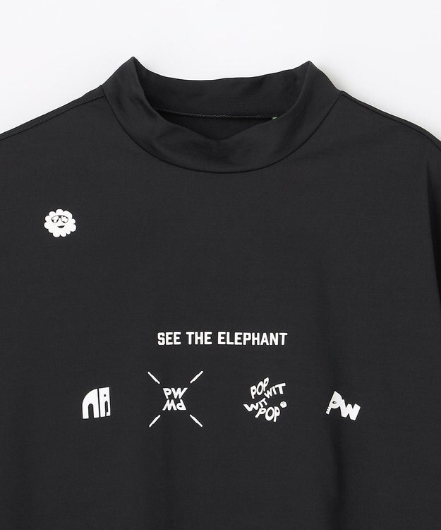 PW CIRCULUS 【WOMEN】アニマルグラフィックモックネック  ゴルフウェア レディース ブラック系