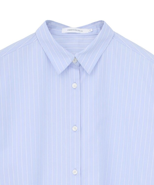 AMERICAN HOLIC 【花粉防止】【イージーケア】ベーシックシャツ Stripe Blue