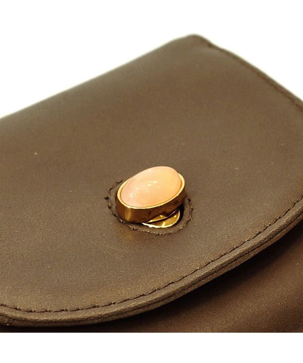 UNBILLION ペルケ perche ジェムストーンヒネリかぶせ二つ折り財布 グレー