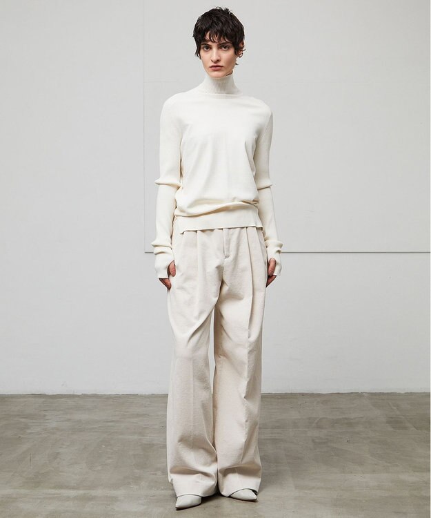 BEIGE， 【洗える】WILLOW / サムホールハイネックニット Ecru