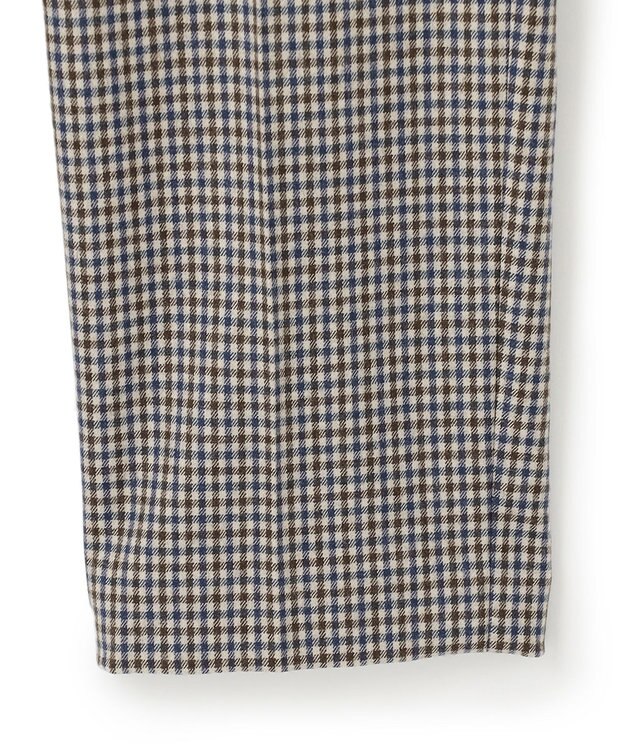 23区 ウールミルドストレッチチェック テーパードパンツ キャメルチェック