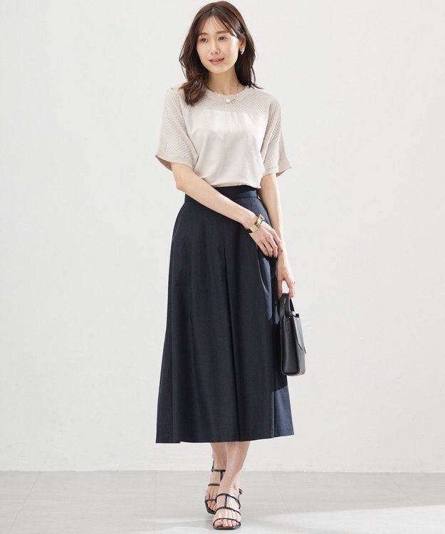 組曲 リネンレーヨン スカート ネイビー系